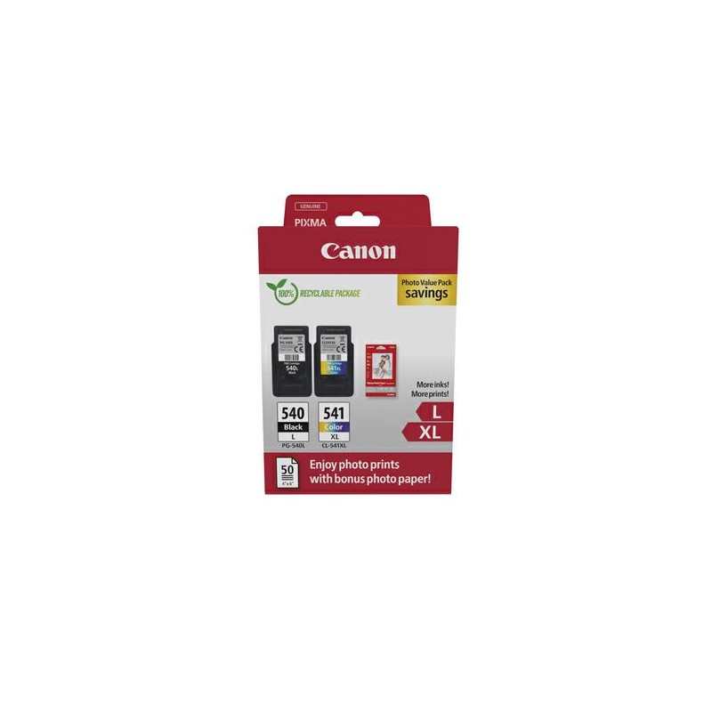 CANON VALUE PACK PG-540L/CL-541XL 50FG CARTA 10X15