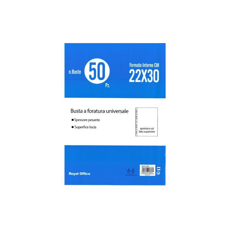BUSTE FORATE ROYAL OFFICE 22X30 150MY 50PZ SUPERFICE LISCIA