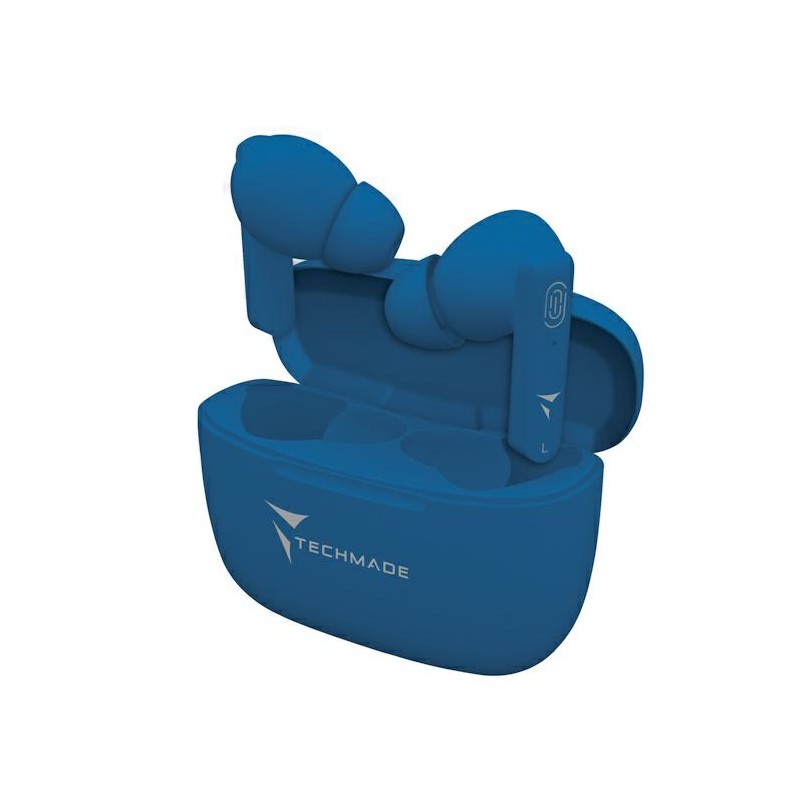 TECHMADE EARBUDS DI COLORE BLU CON SUPER BASS E TOUCH CONTROL