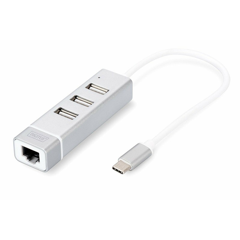 - HUB DIGITUS USB2.0 3PORTE USB3.0 TIPO "A" E 1 PORTA "RJ45"