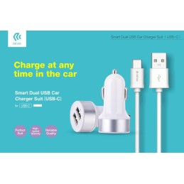DEVIA SUIT CARICA AUTO DOPPIO USB TO TYPE-C 3.1A WHITE