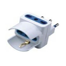 ADATTATORE TRIPLO SPINA 16A - 2 PRESE 10/16A E 1 PRESA SCHUKO BIANCA
