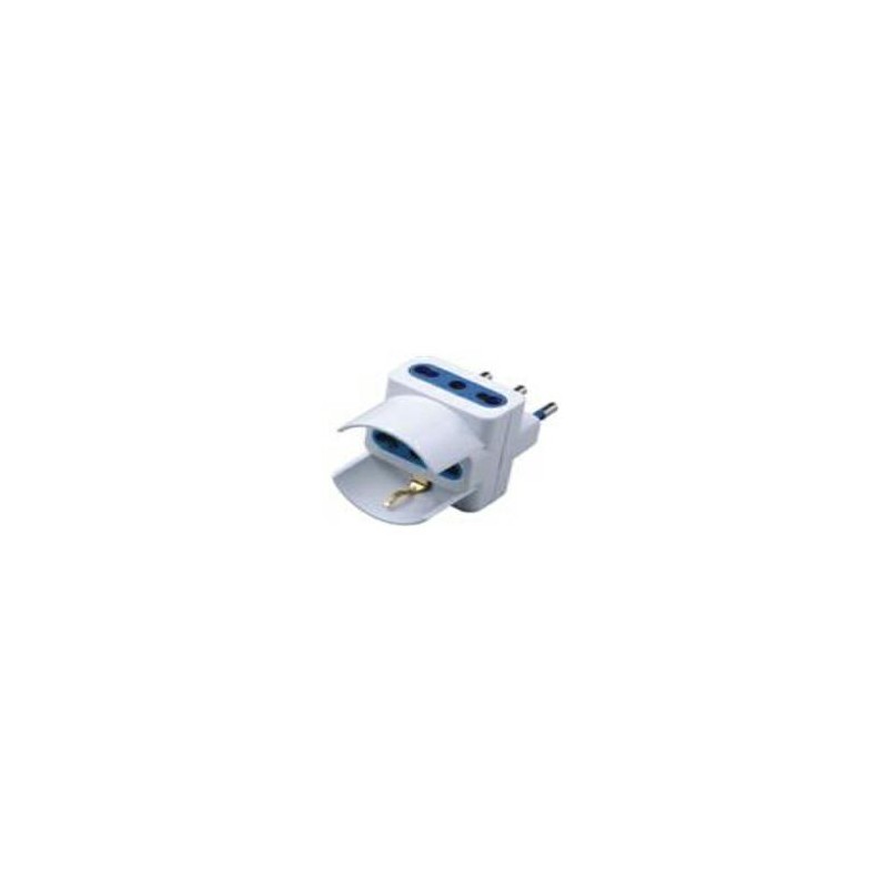 ADATTATORE TRIPLO SPINA 16A - 2 PRESE 10/16A E 1 PRESA SCHUKO BIANCA