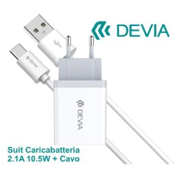 DEVIA SUIT CARICA BATTERIA 2,4A 2USCITE E CAVO USB A - TYPE-C