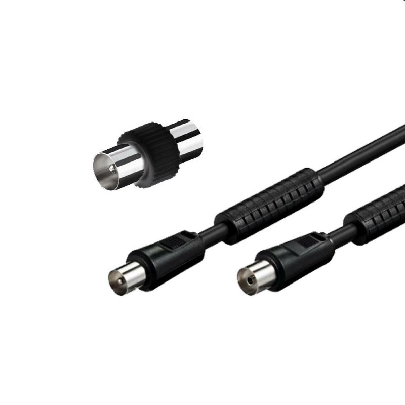 CAVO ANTENNA CON FERRITE M/F CON ADAT.M/M 5MT NERO