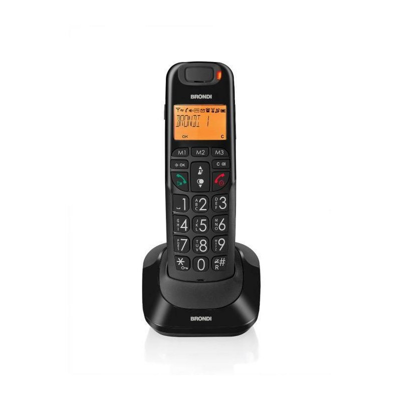 TELEFONO CORDLESS BRONDI BRAVO BRIGHT NERO BIG DIG. VIVAVOCE