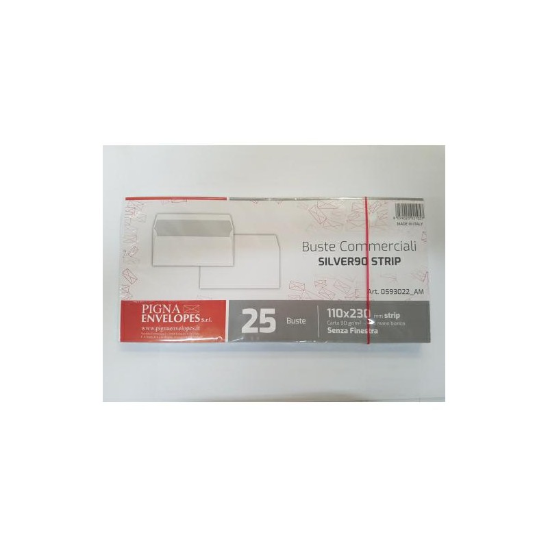BUSTE BIANCHE 11X23 SENZA FINESTRA STRIP CF.25PZ.
