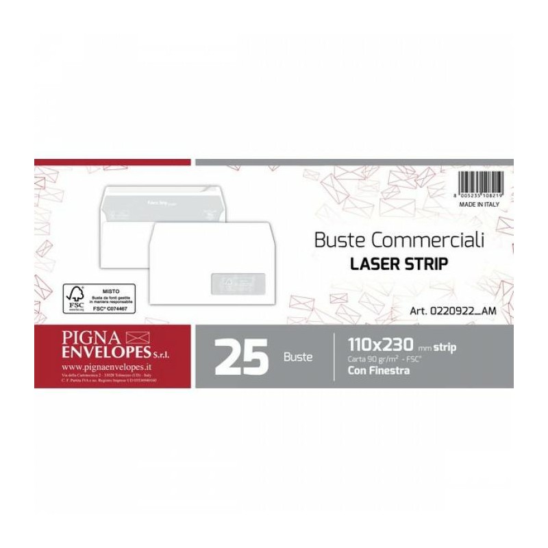 BUSTE BIANCHE 11X23 CONFINESTRA STRIP CF.25PZ.