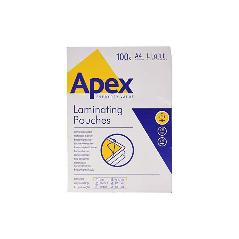 POUCHES PER PLASTIFICAZIONE FELLOWES A4 80MC APEX 60032