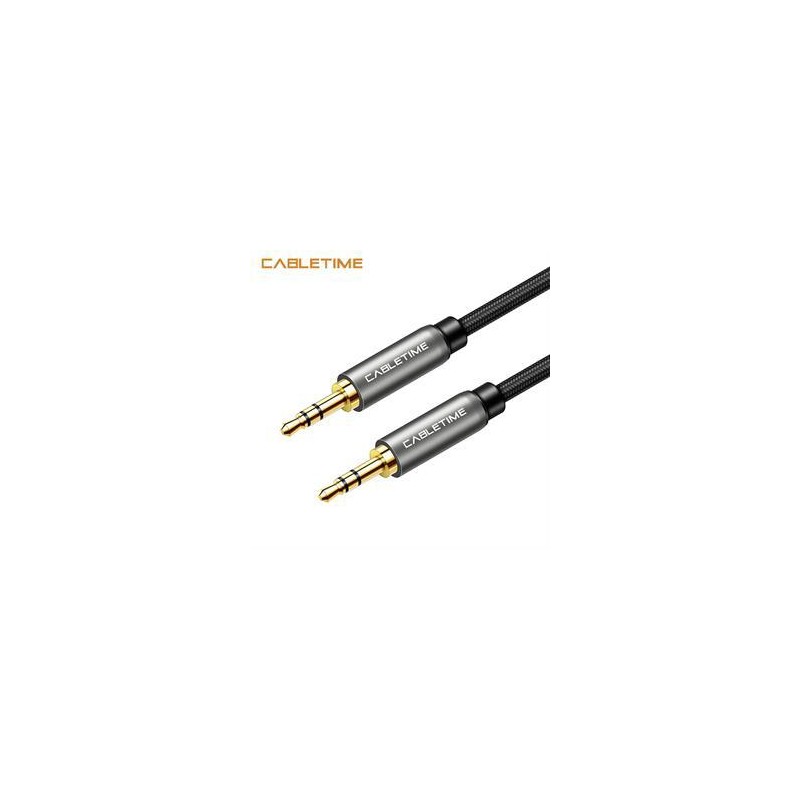 CAVO CABLETIME 3.5MM JACK M TO M AUX NYLON BRAIDED GREY 1M