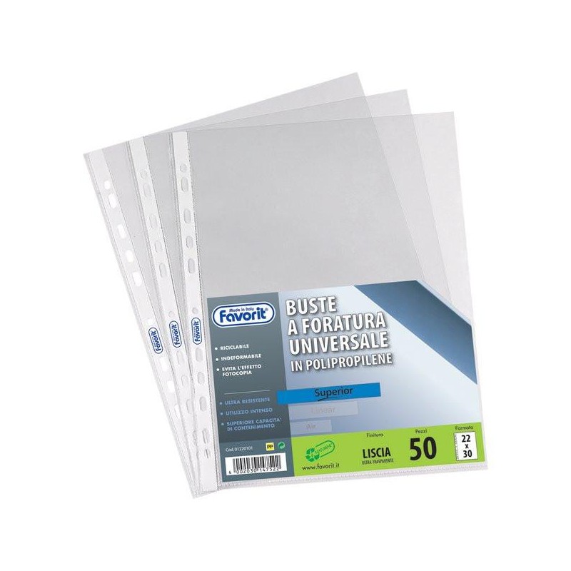 BUSTE FORATE 22X30 FAVORIT AIR LISCE CF.100PZ