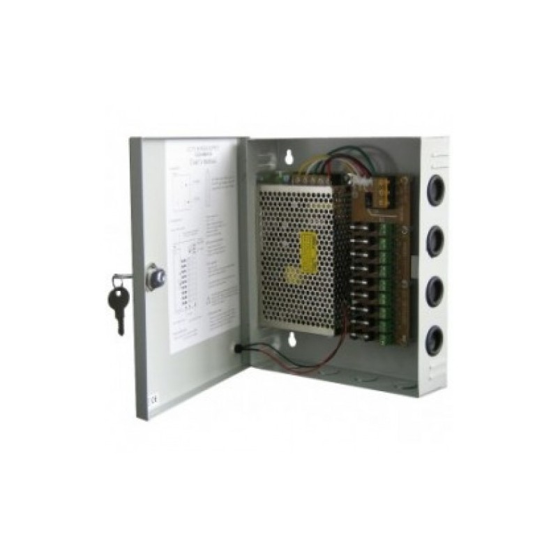 ALIMENTATORE MACH POWERIN METALLO 9CH 12V 10A VS-PSU-005 ON/OFF